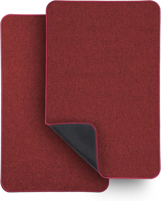 Bath Mat,Ultra Thin Bathroom Rugs,Rubber Bath Mats for Bathroom,No Slip Bath Rugs,Quick Dry,Machine Washable,Low Pile,Absorbent,Shower Outside,Sink,Home Decor Accessories.Red,1'5"x2'3"(2 Pack)