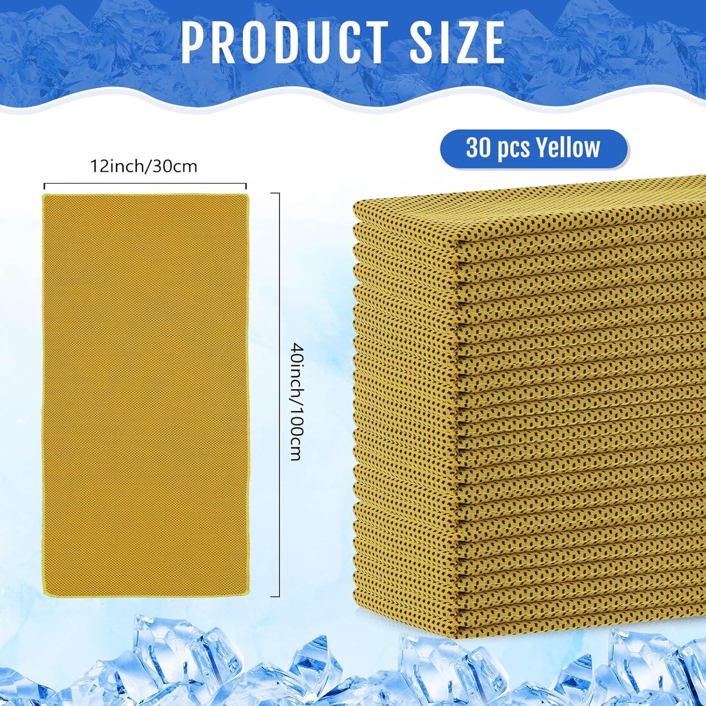 Hosuly 30 Pack Cooling Towels, 40"x12" Ice Breathable Soft Chilly Sweat Rag Microfiber Workout Rags for Gym Cooling Towels for Neck and Face for Yoga Golf Sport Running