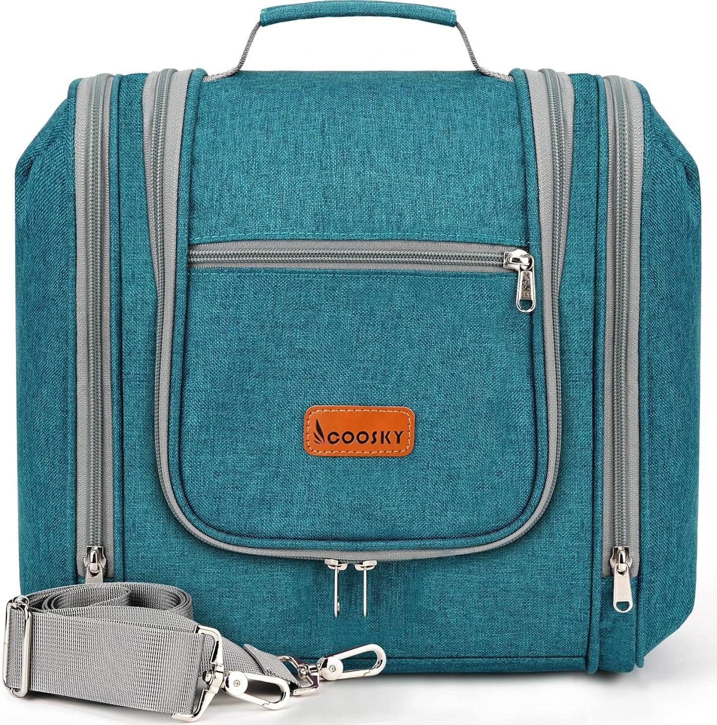 Extra Large Toiletry Bag for Women and Men, 6 Organizer Compartments, Holds Full Size Shampoo, with Hanging Hook Cosmetic Bag, Travel Makeup Bag, Bathroom Water-resistant Toiletries Bag, Blue